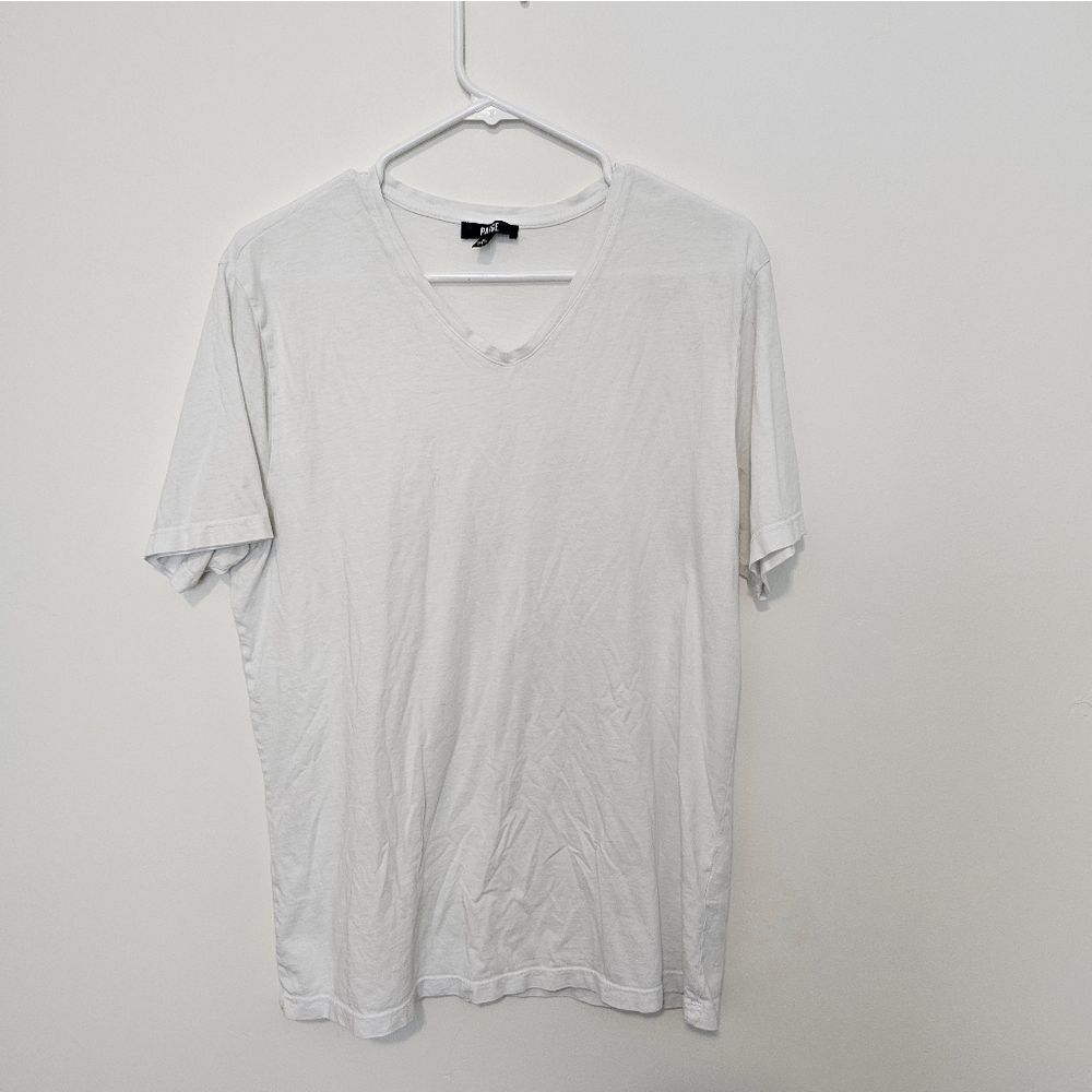 Mens Paige White V Neck Tee Shirt Medium